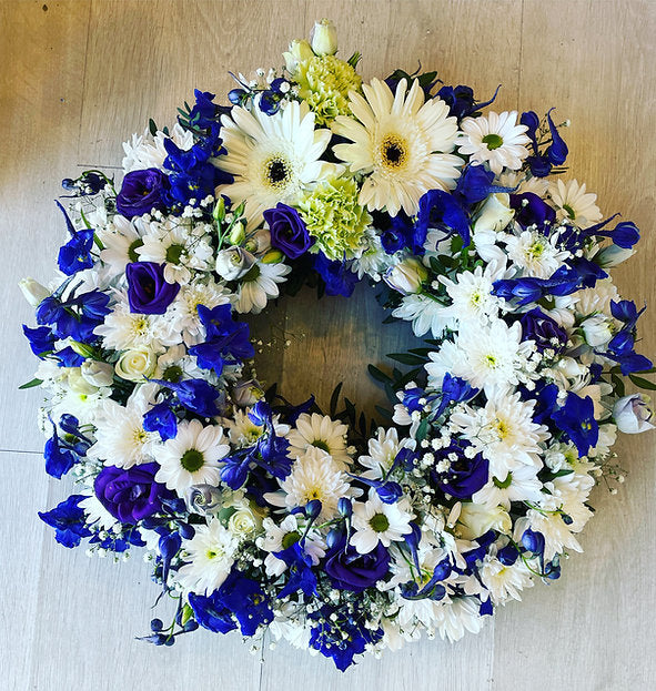 Sympathy Wreath With Hint Of Blue