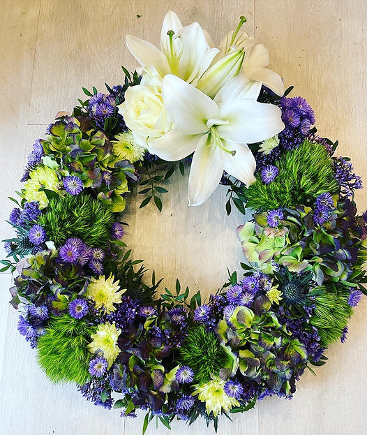 Sympathy Wreath With Hint Of Blue