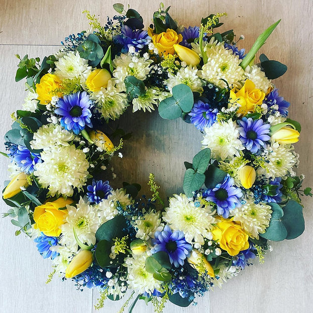 Sympathy Wreath With Hint Of Blue