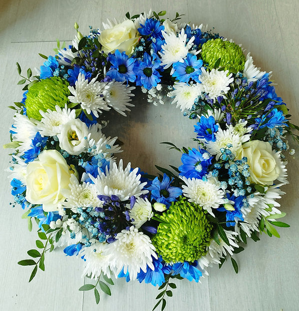 Sympathy Wreath With Hint Of Blue